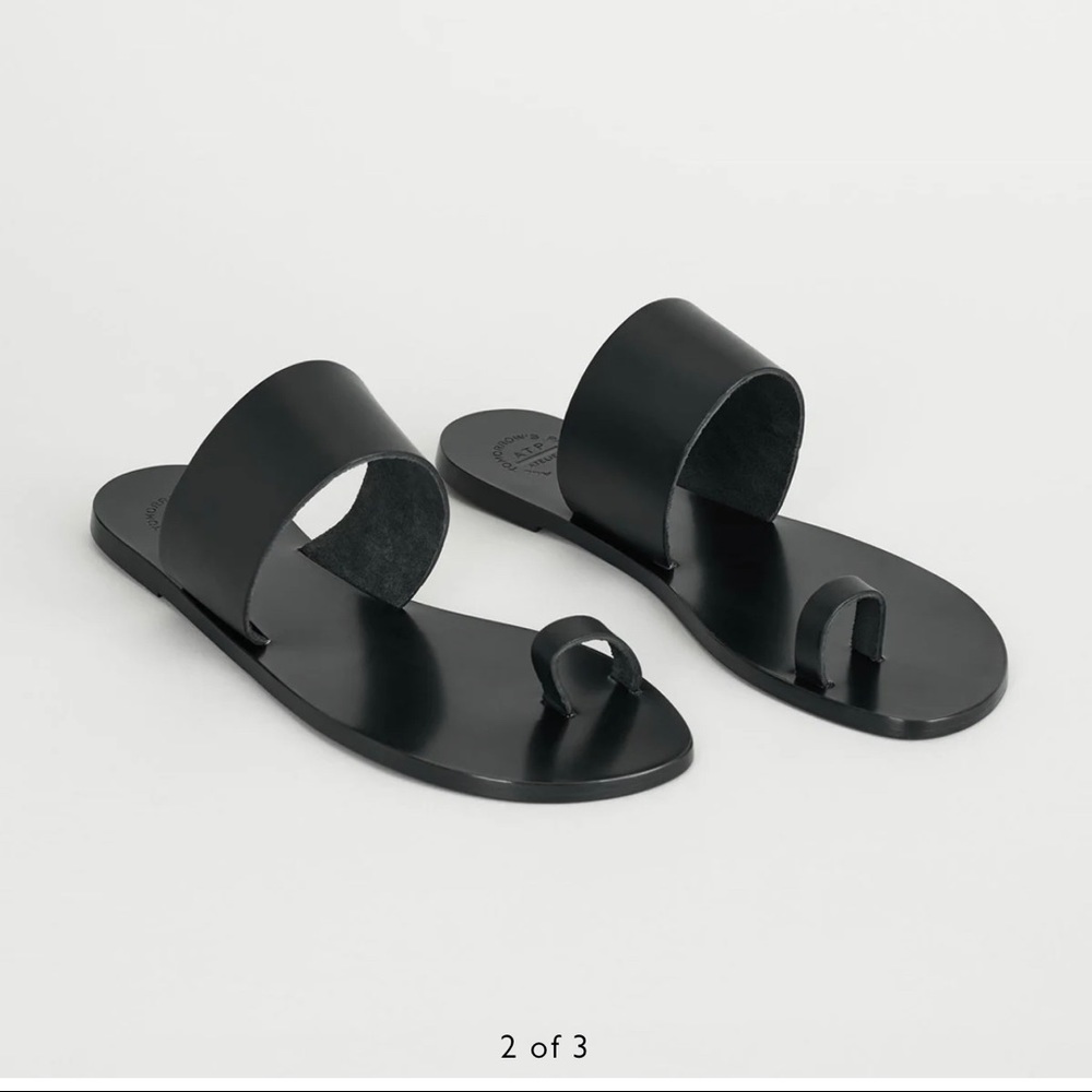 ATP Atelier Astrid Black Flat Toe Loop Sandals Size 40-40.5